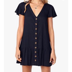 Amazon Navy Button-Front Mini Dress